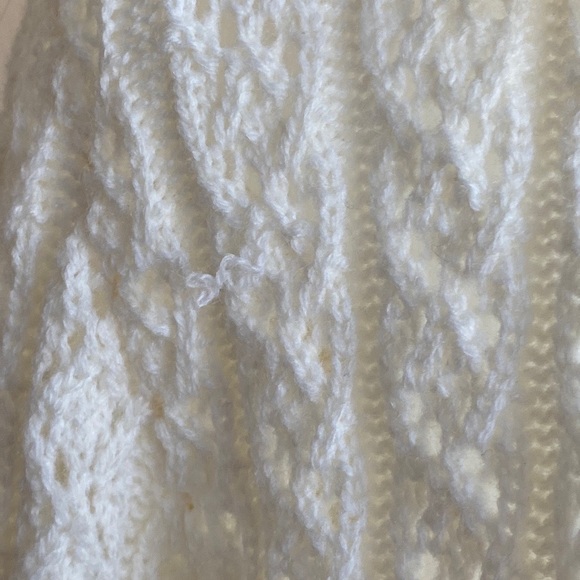 Sold! Vintage 80’s Long White Sweater Jacket Coat Cardigan Cottagecore granny - Picture 7 of 7